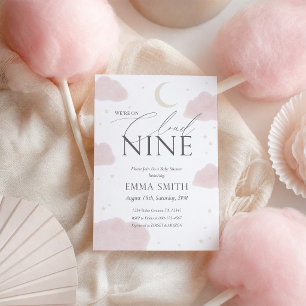 Pink Watercolor Cloud Nine Baby Shower Invitation