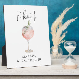 Pink Watercolor Cocktail Bridal Shower Welcome  Plaque