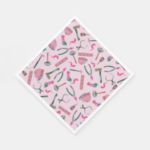 Pink Watercolor Construction Party Napkins