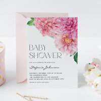 Pink Watercolor Dahlia Floral Baby Shower