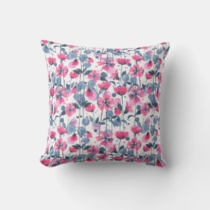 Pink Watercolor Daisies Cushion