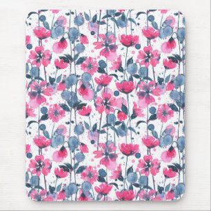 Pink Watercolor Daisies Mouse Pad