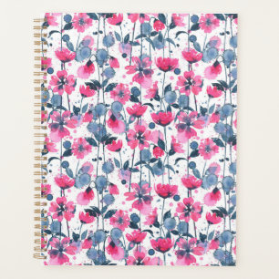 Pink Watercolor Daisies Planner