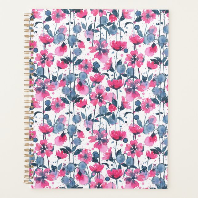 Pink Watercolor Daisies Planner (Front)