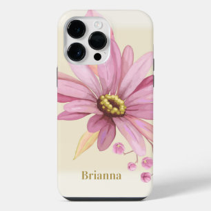 Pink Watercolor Daisy iPhone 14 Pro Max Case