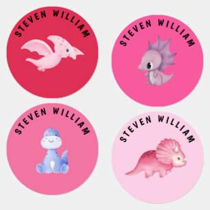 Pink watercolor Dinosaurs Personalized kids