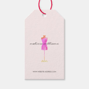 Pink Watercolor Dress Mannequin Boutique II Gift Tags