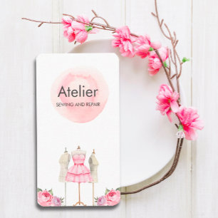 Pink Watercolor Dress Mannequin Business Card