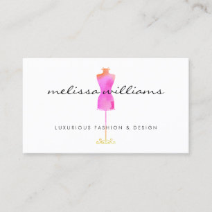 Pink Watercolor Dress Mannequin Fashion Boutique Business Card
