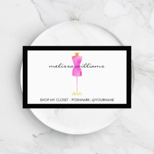 Pink Watercolor Dress Mannequin Poshmark Seller Business Card
