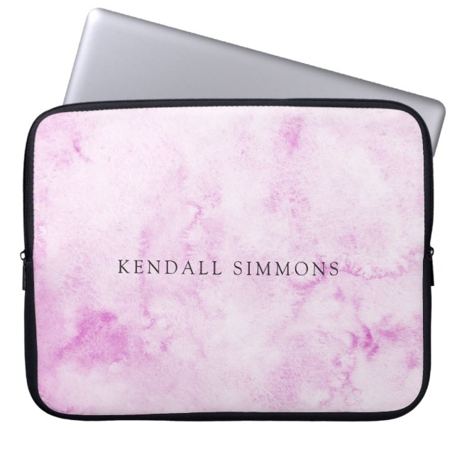 Pink Watercolor Elegant Laptop Sleeve (Front)