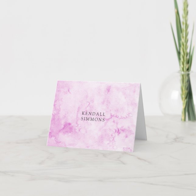 Pink Watercolor Elegant Note Card (Front)