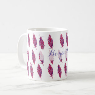 Pink Watercolor Feathers Classic White Mug