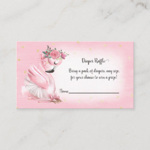 Pink Watercolor Flamingo Baby Shower Diaper Raffle Enclosure Card