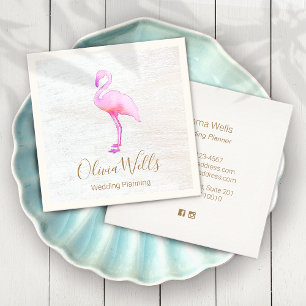 Pink Watercolor Flamingo Calling Card