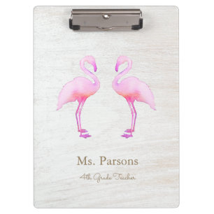 Pink Watercolor Flamingo Clipboard