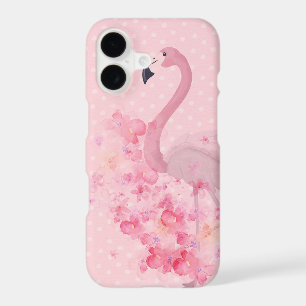 Pink Watercolor Flamingo Floral and Dots