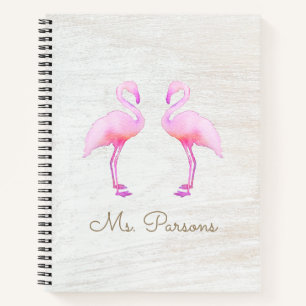 Pink Watercolor Flamingo Spiral Notebook