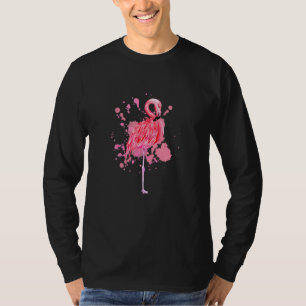 Pink Watercolor Flamingo Women Bird Artwork T-Shirt