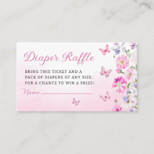 Pink Watercolor Floral Baby Shower Diaper Raffle Enclosure Card