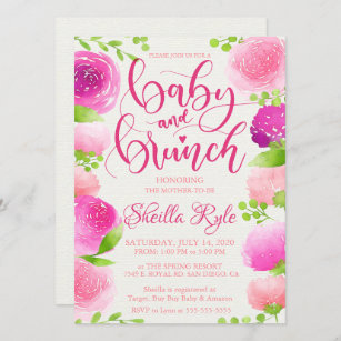 Pink Watercolor Floral Baby Shower Invite