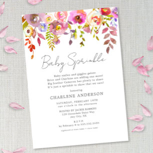 Pink Watercolor Floral baby sprinkle Invitation