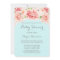 Pink Watercolor Floral Blue Baby Shower Invitation