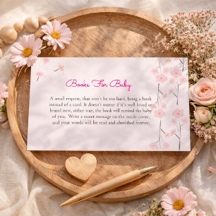 Pink Watercolor Floral Books For Baby Enclosure Card