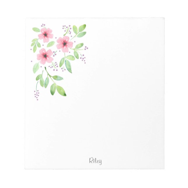 Pink Watercolor Floral Bouquet Notepad (Front)
