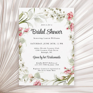 Pink Watercolor Floral Bridal Shower Invitation