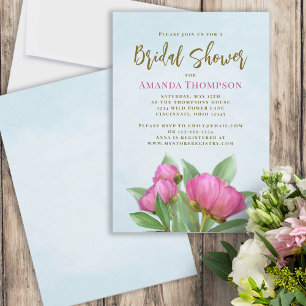 Pink Watercolor Floral Bridal Shower Invitation