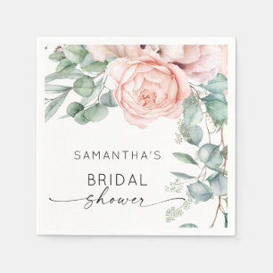 Pink Watercolor Floral Bridal Shower Napkin