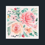 Pink Watercolor Floral Bridal Shower Napkin<br><div class="desc">Pink Watercolor Floral Bridal Shower Napkins</div>