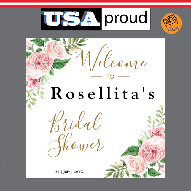 Pink Watercolor Floral Bridal Shower Tapestry (bridal shower)