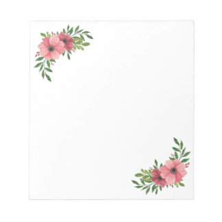 Pink Watercolor Floral Design Notepad