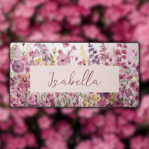 Pink Watercolor Floral Desk Mat