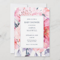 Pink watercolor floral florist baby shower