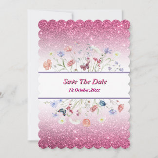 Pink watercolor floral flower invitation