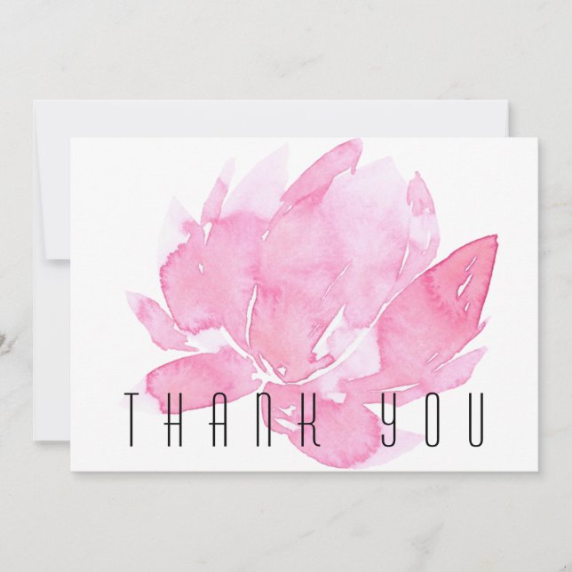 Pink Watercolor Floral Funeral Thank You Card (Front)