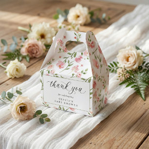 Pink Watercolor Floral Garden Baby Shower Favour Box