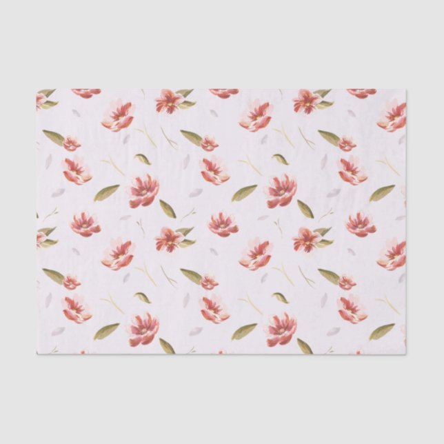 Pink Watercolor Floral Garden Tissue Paper (Front)