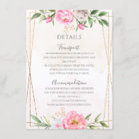 Pink Watercolor Floral Geometric Wedding Details