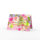 Pink Watercolor Floral Happy Birthday with Message