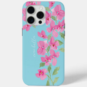 Pink Watercolor Floral iPhone 15 Pro Max Case