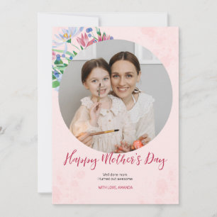 Pink Watercolor Floral Mother's Day Photo Card