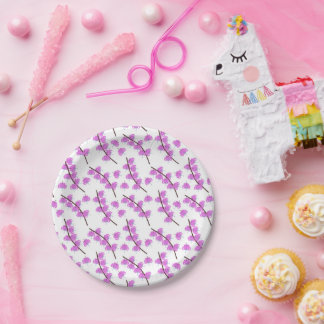Pink watercolor floral party plate