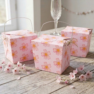 Pink Watercolor Floral Pattern Reddish Blush Favour Box