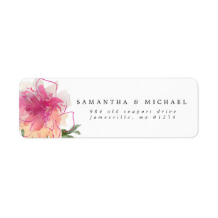 Pink Watercolor Floral Peony Return Address Labels