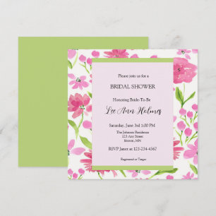 Pink Watercolor Floral Personalised Bridal Shower Invitation