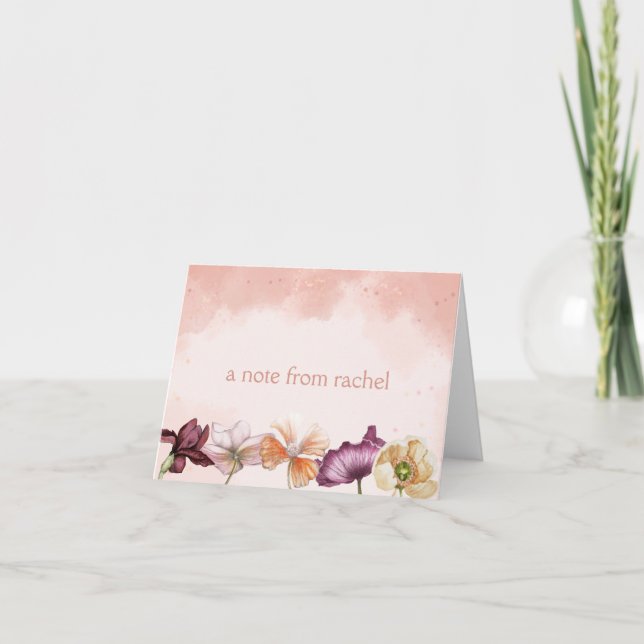 Pink Watercolor Floral Personalised  Card (Front)